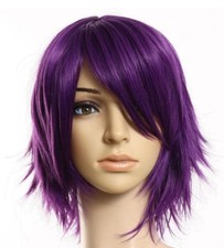 Fashion Short Purple Straight Women's Lady's Cosplay Hair Wig Full Wigs Wig Cap