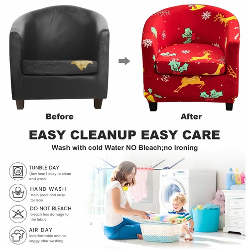 2-Piece Tub Chair Covers Club Chair Protector Printed Armchair Cushion Slipcover - Bild 71 von 161
