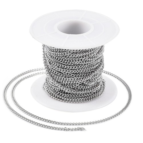 10.9yards/Roll 304 Stainless Steel Curb Chains Unsoldered Oval Link 2.7x2x0.5mm - Picture 5 of 7