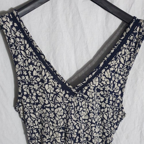 Fat Face Navy Blue Cream Floral Maxi Dress Sleeveless Size UK 8 - Picture 8 of 12