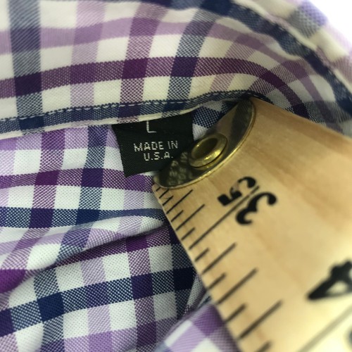Bullock & Jones Shirt Mens Large Purple Check Button Up Long Sleeve USA Made - Picture 3 of 8