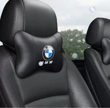 1pc Soft Leather Car Headrest Neck Cushion Pillow Neck Rest For BMW Accessories
