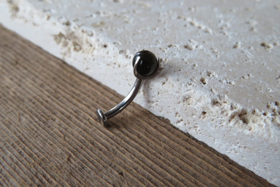 Anillo vientre minimalista implante ELI obsidiana negra 100 % titanio Ti6Al4V VCH Foto 3 de 4