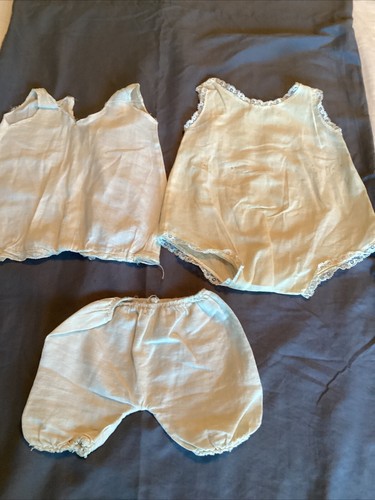 Konvolut antike Puppenkleidung Baumwolle/Leinen Unterwäsche 2 volle Slips/Blüten