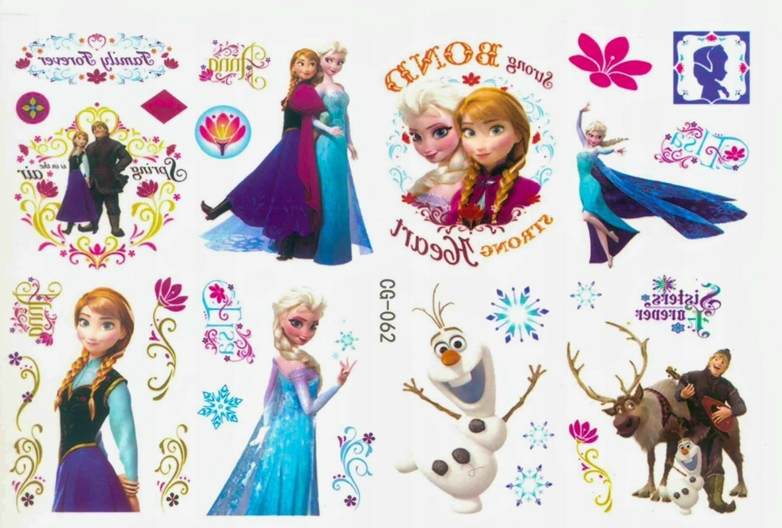 Elsa Anna Temporary Tattoo Sheets Stickers Children Kids Birthday Party Bag - Picture 12 of 18