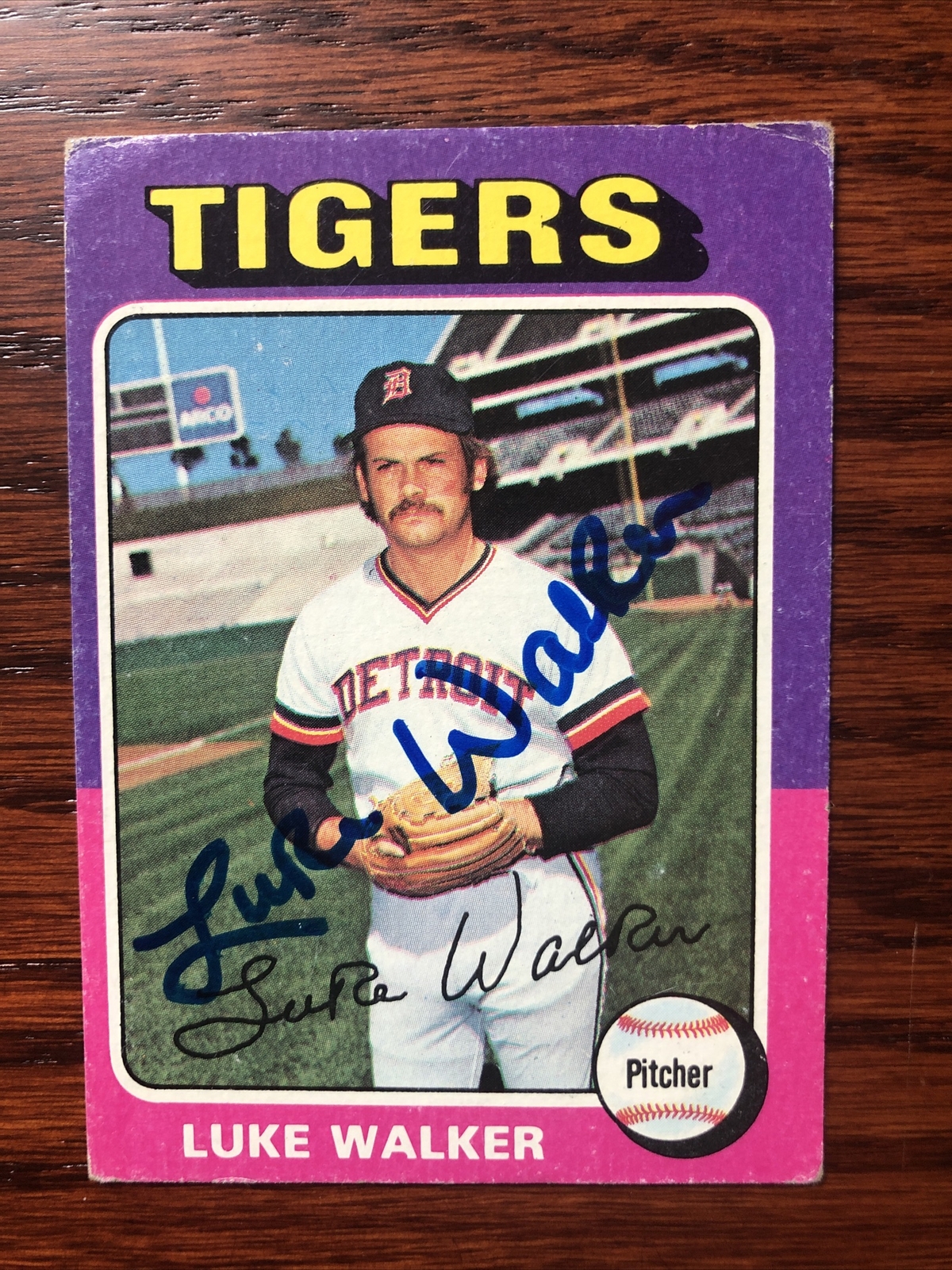 Luke Walker Hand Signed Autographed Auto 1975 Topps Card #474 Detroit Tigers
