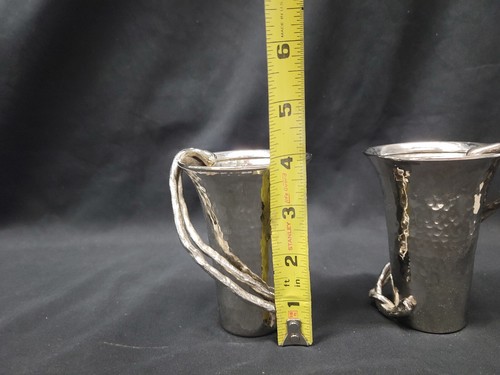 Michael Aram 'Wisteria' Collection Small Hammered Nickel Vases 4" Pair #5110 - Picture 15 of 24