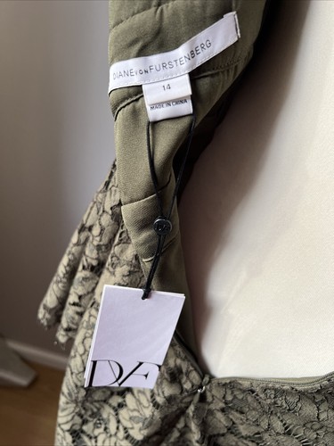 Diane von Furstenberg DvF VIERA Spitzen Kleid (khaki, Größe: EU 42, UK16) Lace - Bild 3 von 4