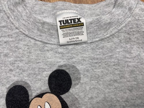 Mickey Mouse Sweatshirt Vintage Tultex Gray Florida Kids Crewneck Youth L 14/16 - Picture 2 of 8