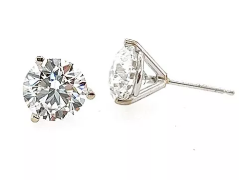 Diamond Stud Earrings Round Solitaire D VVS-VS .50ct 14K Martini Lab Grown