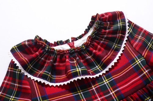 Kids Christmas Dress Party Clothes For Girls Check Autumn Long Sleeve + Headband - Picture 7 of 12
