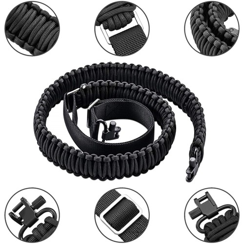 Tactical Paracord Rifle Sling 2 Point Shotgun Crossbow Adjustable Length Straps - Picture 4 of 24