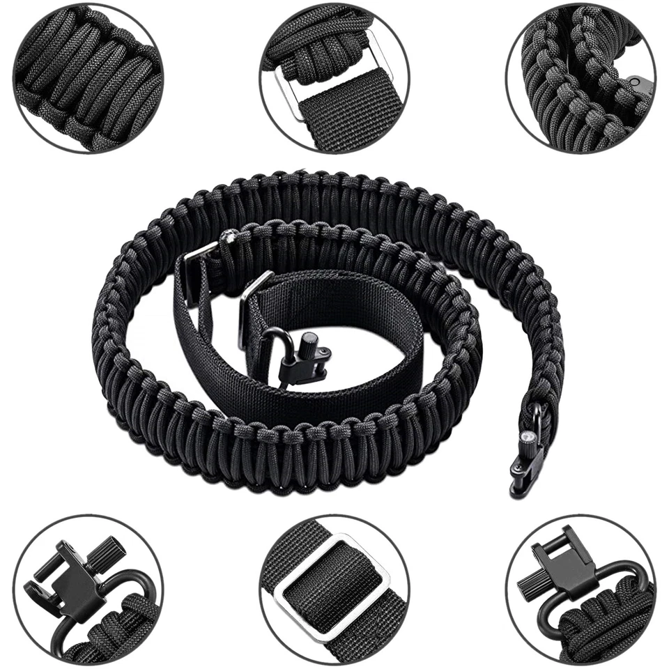 Rifle táctico 550 Paracord pistola eslinga escopeta ballesta 2 puntos ajustable giratorio Foto 2 de 4