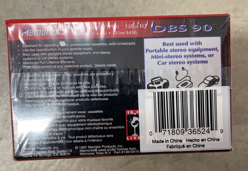 Vintage Memorex DBS 90 Normal Position 90 Minute Blank Audio Cassette 6 PACK New - Picture 5 of 5