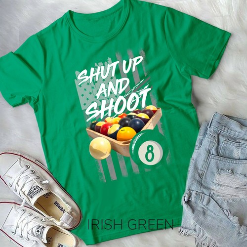 Camiseta Cállate y Dispara Billar 8 Pelotas Jugador de Piscina - Camiseta Forma Unisex - Imagen 2 de 11