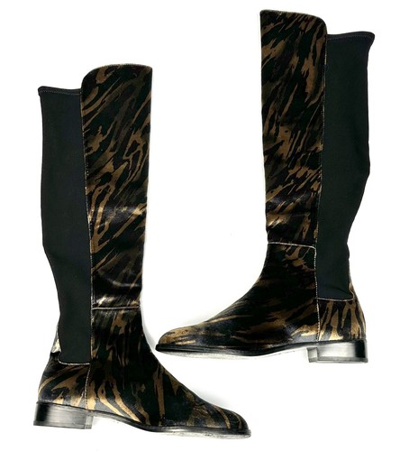 Stuart Weitzman Boots Size 8 Animal Print Tiger Over The Knee Shoes - Picture 3 of 14