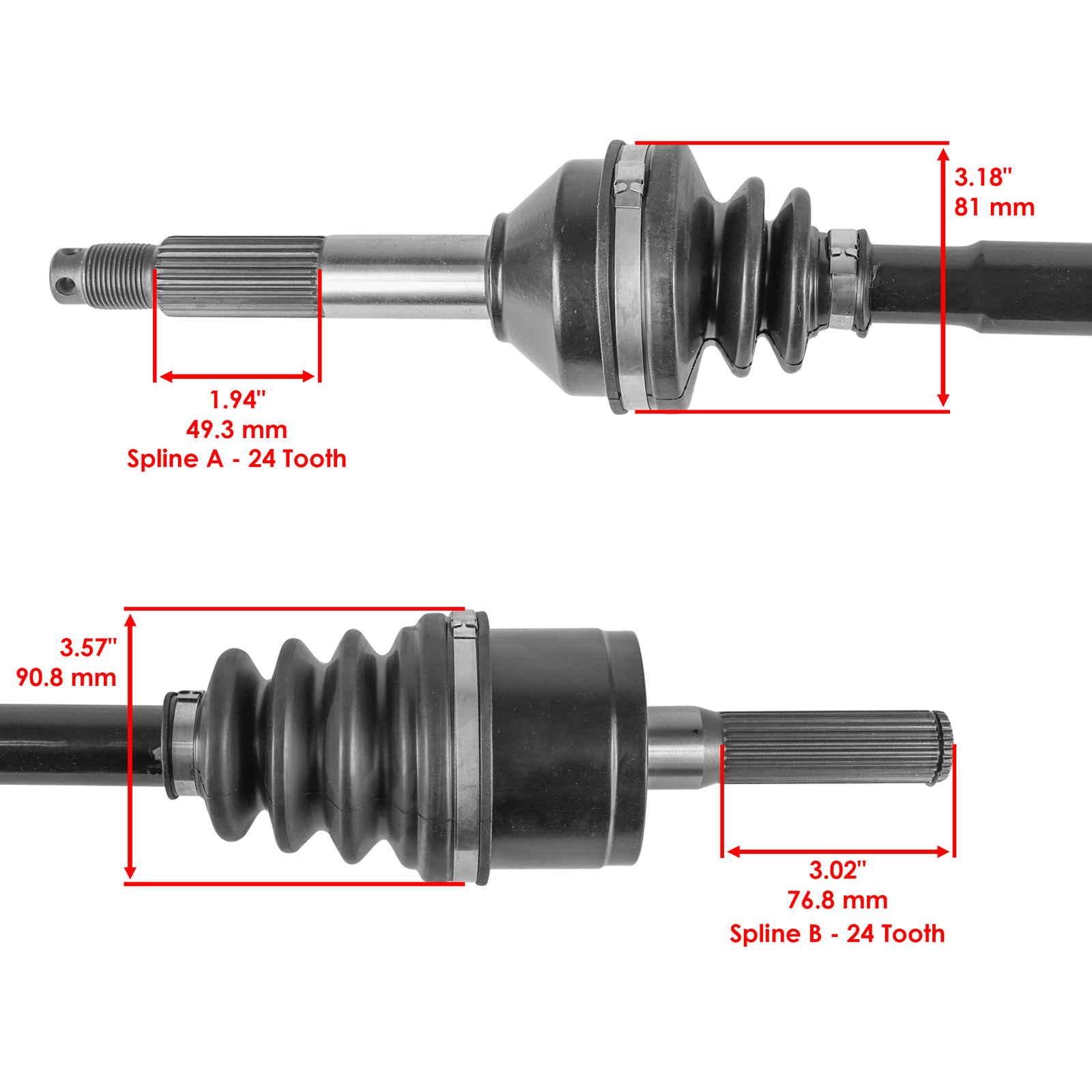 Front Rear Left Right CV Joint Axles for Kawasaki Teryx 750 KRF750 4X4