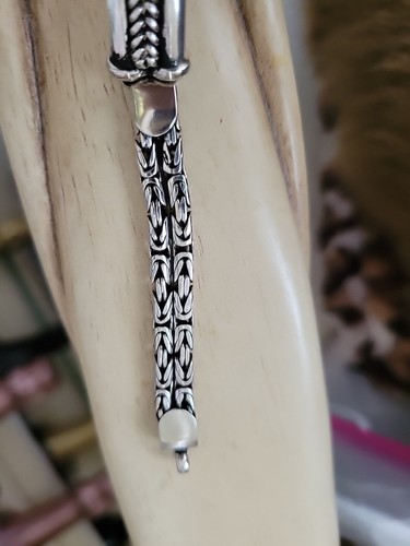 Unique Balinese Byzantine Chain Sterling Silver Toggle Bracelet 8" 30 Grams - Picture 6 of 10
