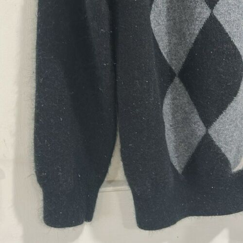 Pure Collection Kaschmir Argyle Rundhals Pullover in Schwarz und Grau - Large - Bild 4 von 9