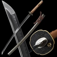 Japanese Samurai Katana Sword Clay Tempered T10Steel Real Hamon Real Razor Sharp