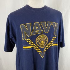 United States Navy T-Shirt Adult XL Blue Double Sided USN Military, Reflective