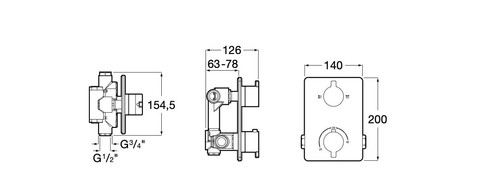 Roca Naia Built-In Thermostatic Shower Mixer - Two Way A5A0I96C00 Chrome - Picture 3 of 7