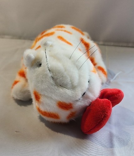 Cravatta FAT CAT Steven Smith arancione bianco rosso fiocco tabby a righe 10" peluche vintage - Foto 6 di 6