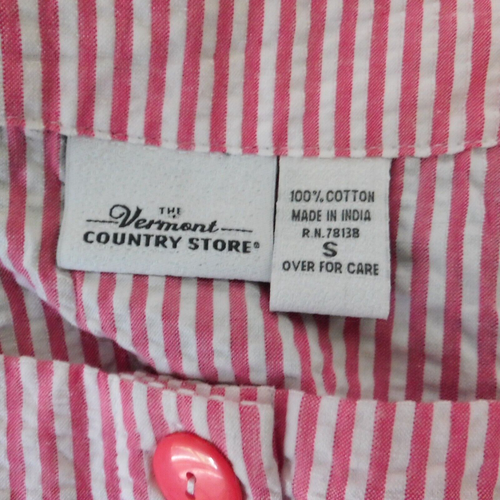NEW Womens Pink White Striped Seersucker Shirt Dress Button Down Midi Modest S - Picture 2 of 5