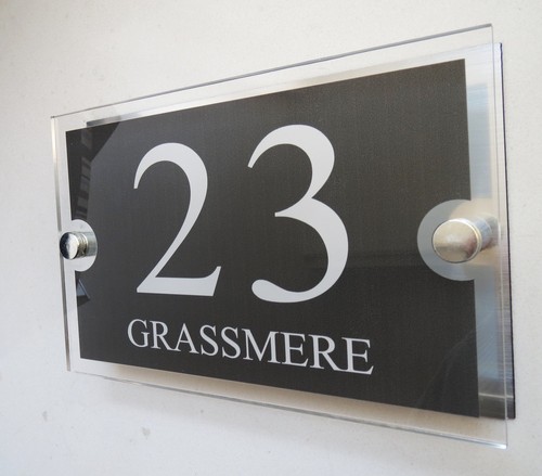 House Number Plaques Glass Effect Acrylic Signs Door Plates Name Wall Display - Picture 6 of 8