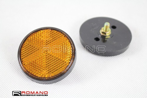 2PCS Round Bolt On Safety Reflector For Motorcycle ATV Truck Car Dirt Bike Amber - Picture 3 of 6