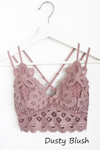 Scalloped V neck Lace padded Bralette Brami Bralette criss cross S M L XL 2X - Picture 23 of 23