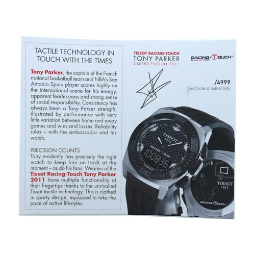 TISSOT RACING-TOUCH TONY PARKER LIMITED EDITION 2011 WATCH CERTIFICATE-OPEN- - Picture 2 of 2
