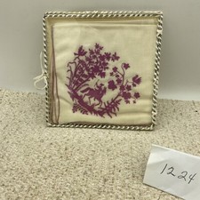 Antique Lot Of 3-Nylon Embroidery Handkerchief Made in Switzerland With Case