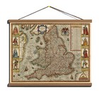 Ancient Old 1610 Decorative Antique Map Kingdome of England Canvas Wooden Hanger