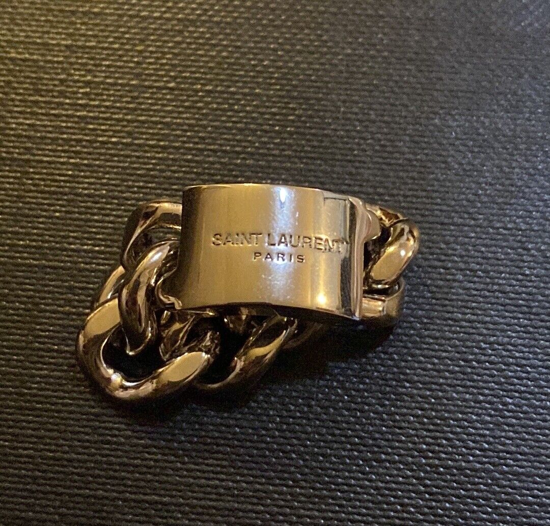 Saint Laurent Chain ID Plaque Ring in Metal Silver size 5 Saint Laurent Chain ID Plaque Ring in Metal Silver size 5