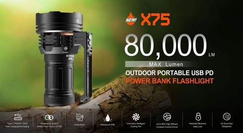 Banco de alimentación recargable Acebeam X75 XHP70.2 LED 6500K PD más brillante Fl - Imagen 5 de 8