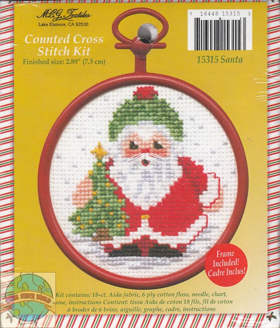 MCG Textiles Mini Counted Cross Stitch Kits Christmas Ornament Framed