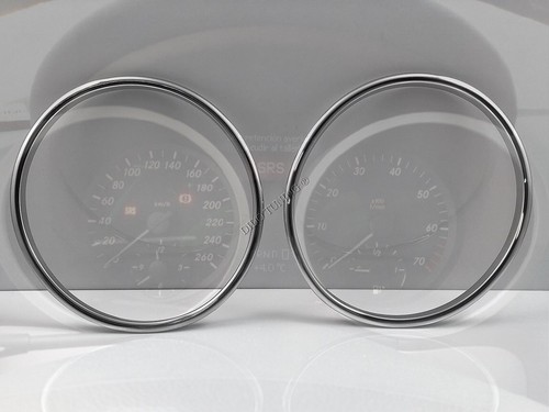 For Mercedes Slk R171 2004-2011 Polished Aluminium Chrome dash Dial Rings 2pcs - Picture 2 of 7
