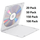 20/50/100/150 Pack Slim Clear CD Jewel Cases Single DVD Disc Storage Clear Tray
