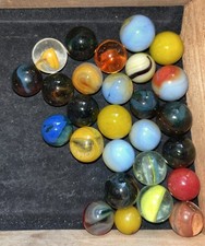 Vintage Mixed Marble Lot UV Light Glow Vitro Marble King Cat Eye Patch Glass