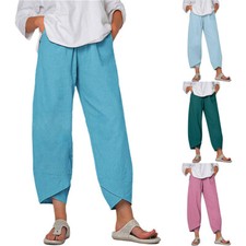 Linen Baggy Trousers Loose Size Women Ladies Harem Plus casual Cotton Pants