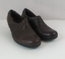 Clarks Channing Essa Women's Brown Leather Slip On Comfort Dress Shoes Size 7M