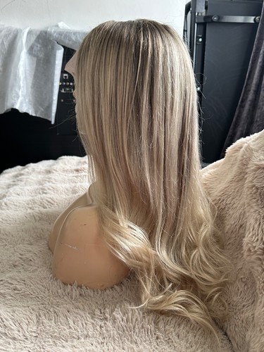 Brand new 18 inch Ash Blonde rooted full lace wig, 100% human hair BN - Picture 2 of 24
