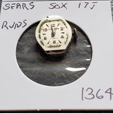 LADIES    SEARS  17J     SOX     WRIST  WATCH MOVEMENT    #1364
