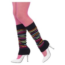 Legwarmers Black with Neon Stripes 80s Retro Costume Accessory