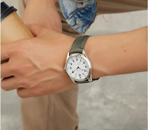 CITIZEN Q&Q Falcon White Green Field Watch QB38-304 Quartz Military Nylon Band - Picture 11 of 17