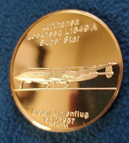 Lufthansa Lockhead L1649 1957 A Super Star .999 redondo de plata fina - Imagen 3 de 6