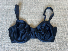 Vintage New Adonna Second Skin Navy Satin Shiny Bra Size: 34 D