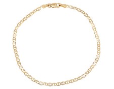 10K Yellow Gold Solid Flat Mariner Link Style Bracelet 2.5MM 7"/8"