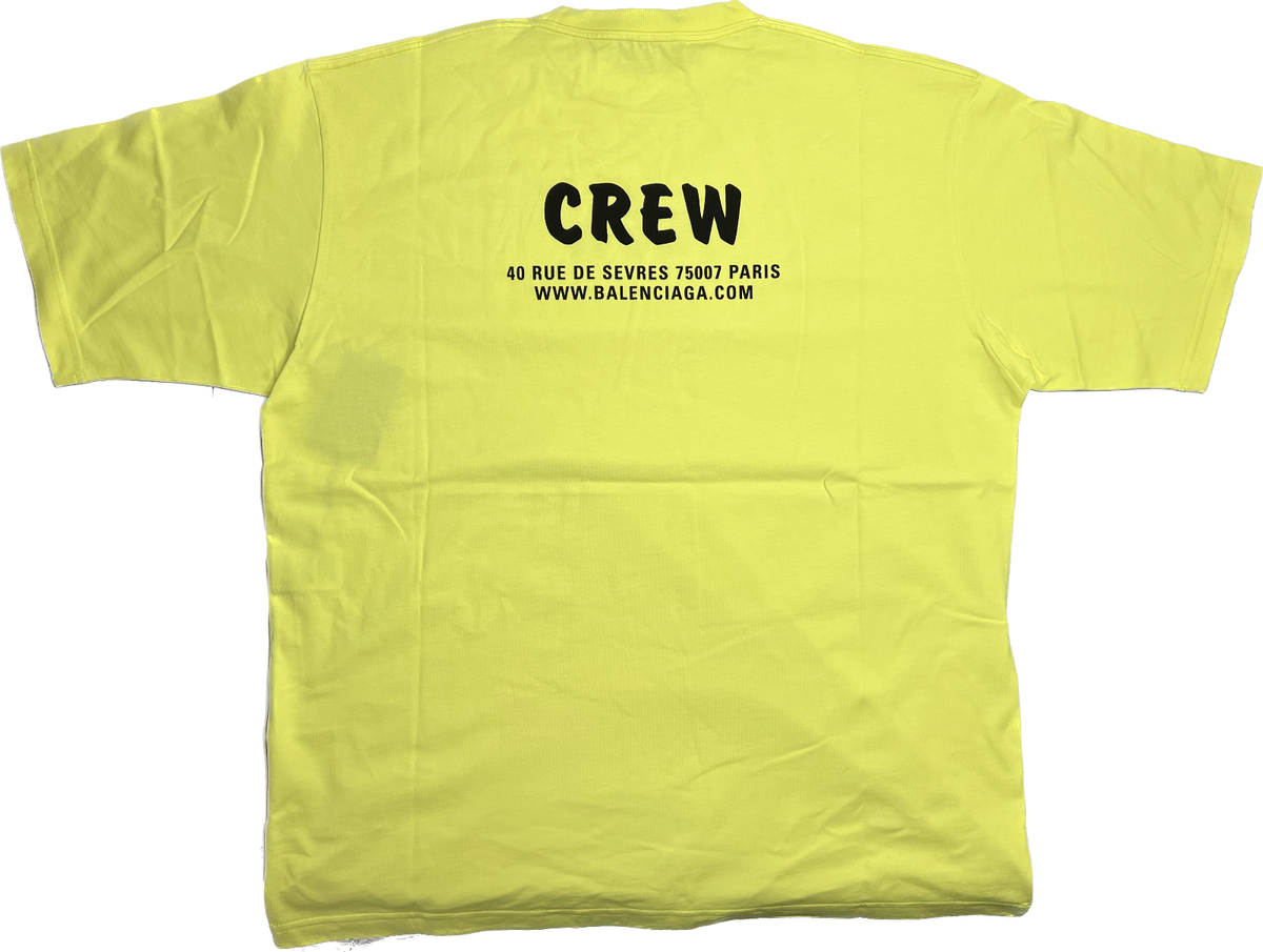 Balenciaga Crew Neon Yellow Graphic Logo Short Sleeve T-Shirt X